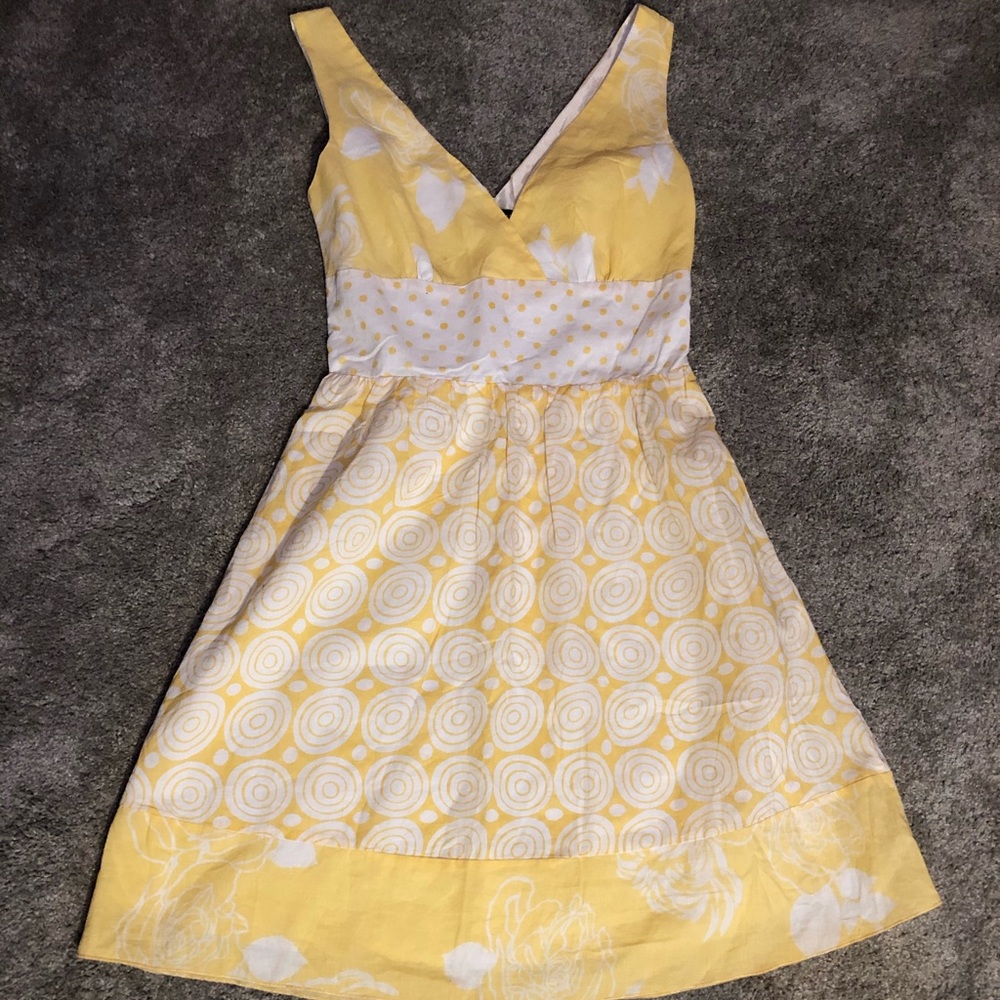 Cute yellow and white summer dress small